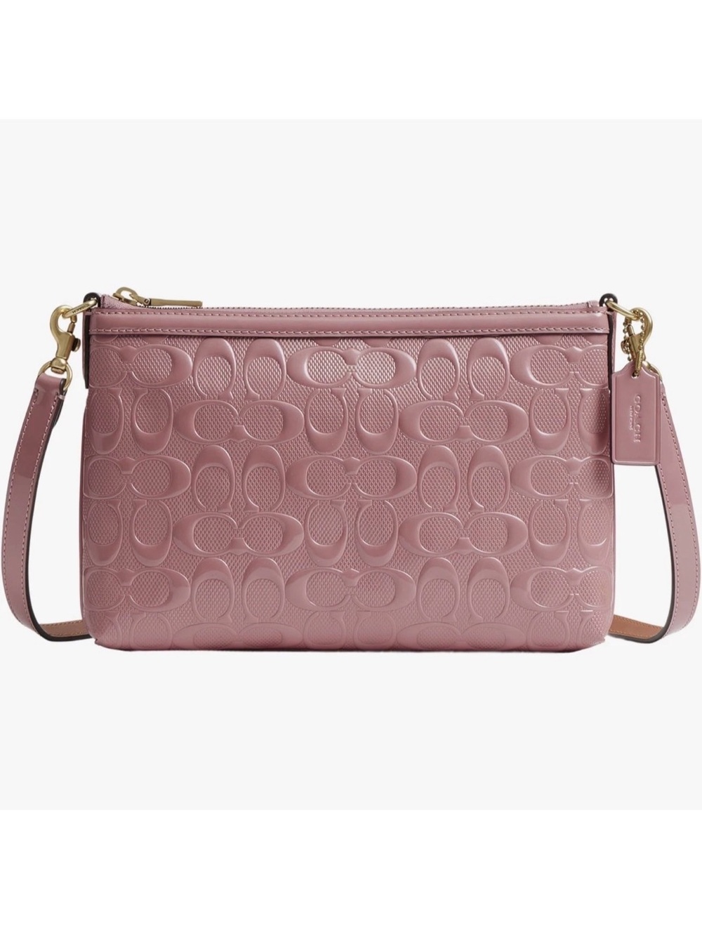 Coach Women’s Embossed Legacy Zip-top Crossbody Bag in Dusty Pink NWOT